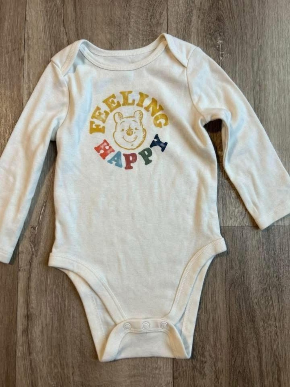 Feeling Happy Cream Long-Sleeve Baby One-Piece